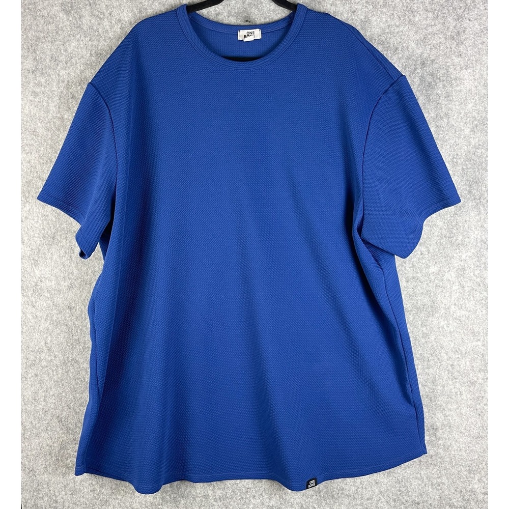 One Bone Shirt Mens 3 4XL Blue Bullet Tee Textured Stretch Relaxed Crewneck
